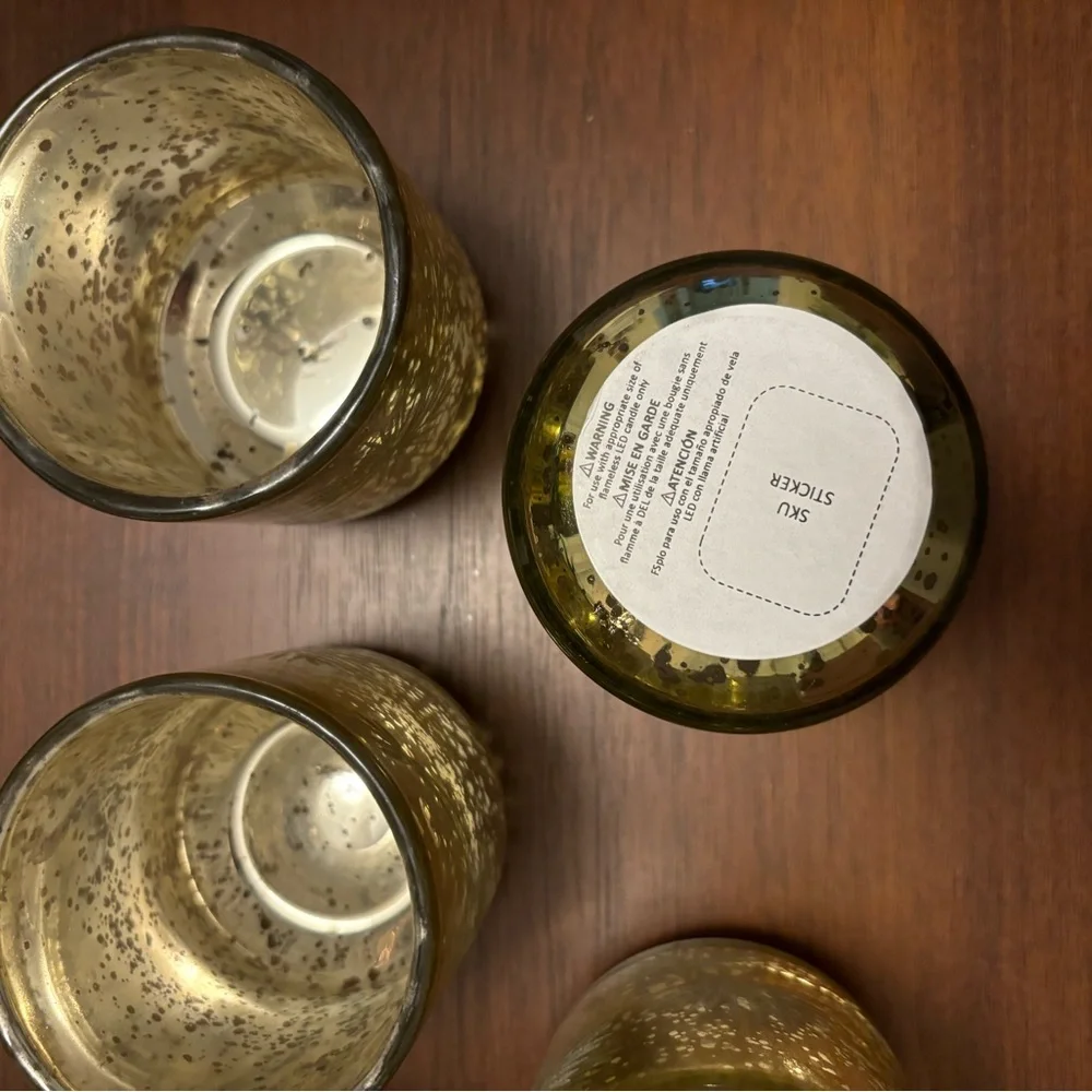 West Elm Mercury Glass Gold Decorative Candle Holders